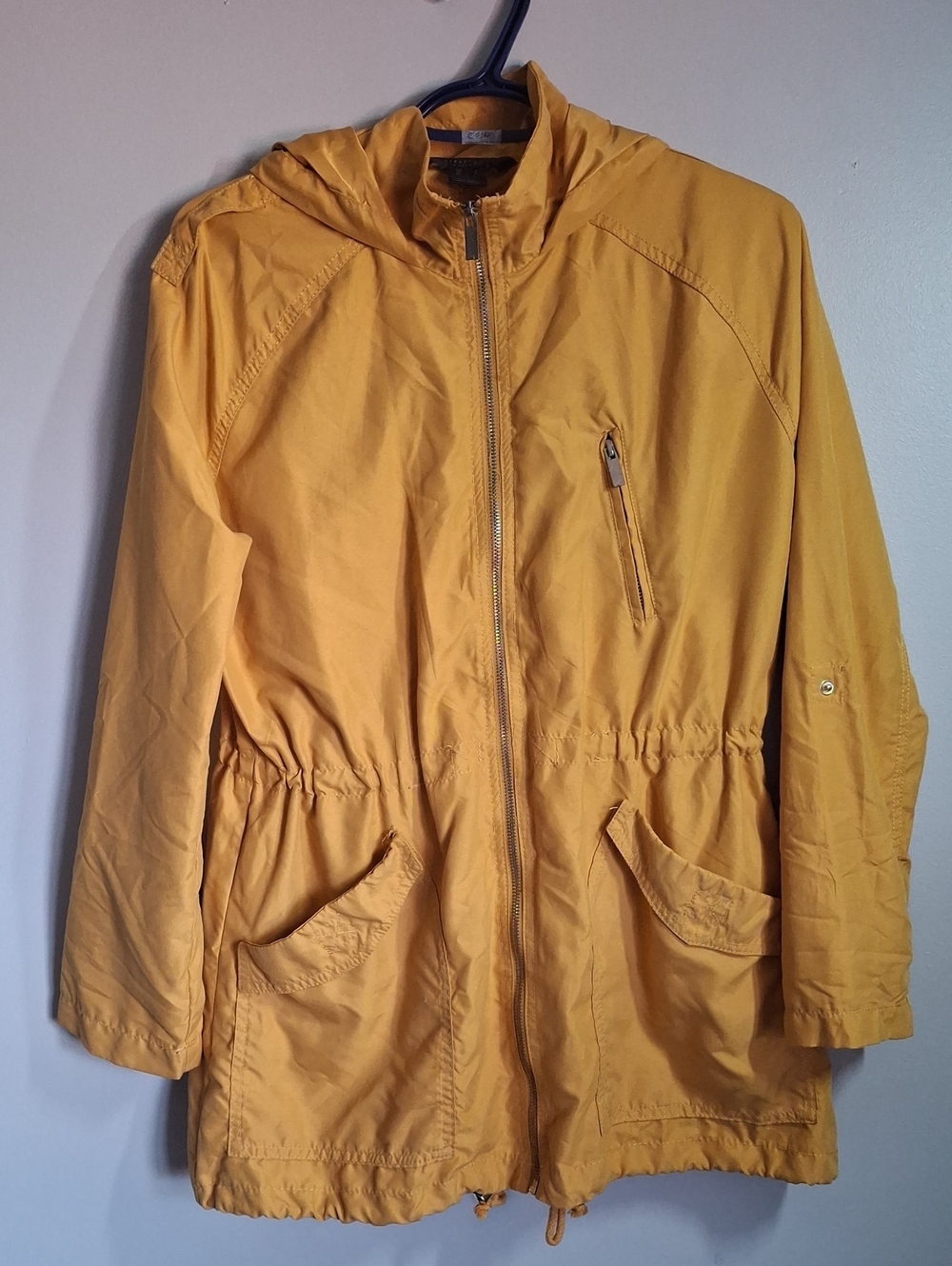 Streetwear Society Mustard Jacket, Lightweight, Zip Front, Drawstring Waist, S